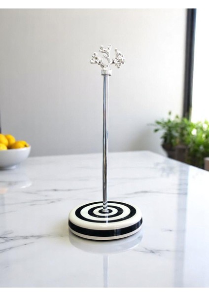 Şık Siyah Seramik Rulo Peçetelik, Zebra Tasarım, Mutfak Aksesuarı