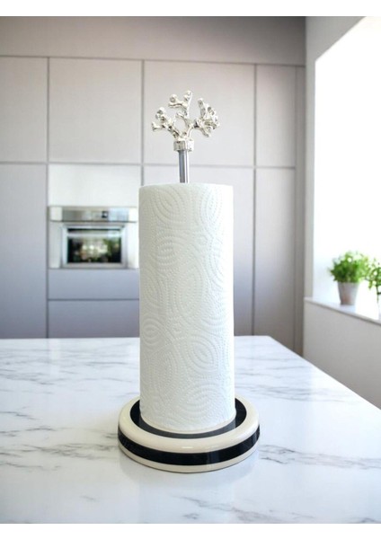 Şık Siyah Seramik Rulo Peçetelik, Zebra Tasarım, Mutfak Aksesuarı fiyatları
