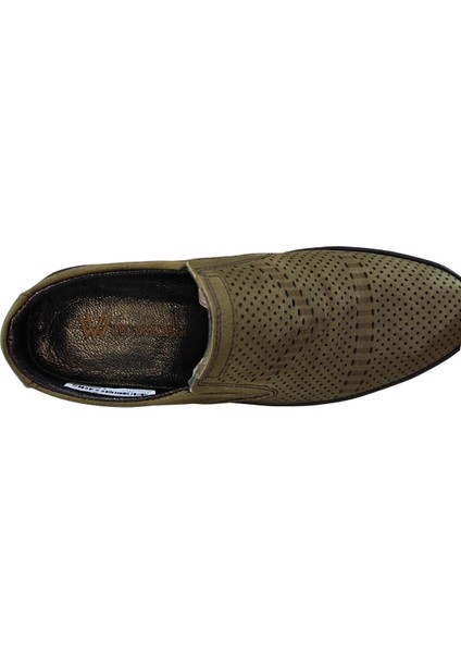 Erkek Hakiki Tabaka Deri Üstü Delikli Bağcıksız Sneakers Ayakkabı 25WM0304