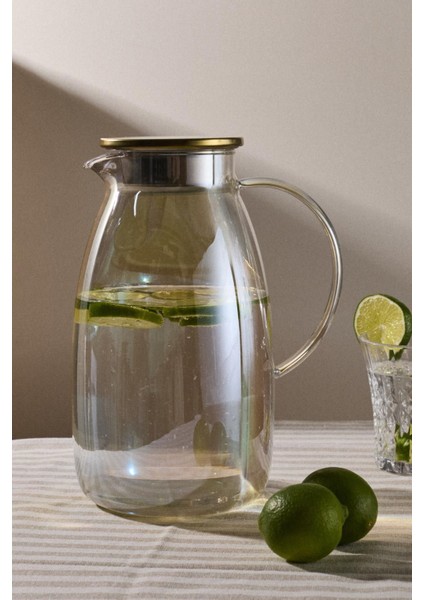 Parıltılı Cam Sürahi, Kapaklı, 2250ML, Şık ve Kullanışlı Tasarım