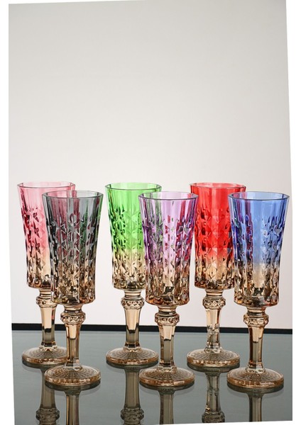 Çift Renk Kristal Ayaklı 6'lı Su ve Kahve Bardağı Seti modelleri