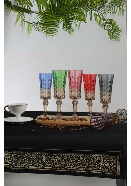 Çift Renk Kristal Ayaklı 6'lı Su ve Kahve Bardağı Seti fırsatları