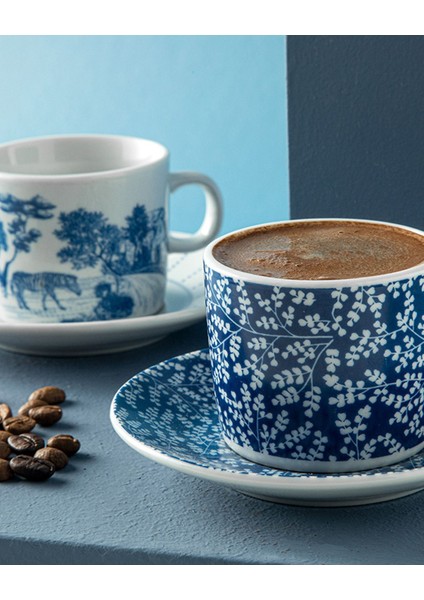 Lacivert 2'li Porselen Kahve Fincan Takımı, 80 Ml, Şık ve Zarif Tasarım fiyatları