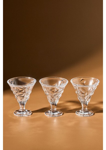 3'lü Cam Dondurmalık Seti, 215 Ml, Kahverengi