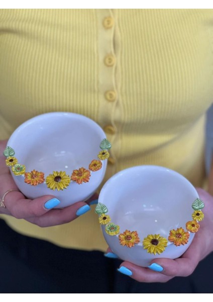 Renkli Çiçek Kase Seti, Şık ve Canlı Dekorasyon Parçası