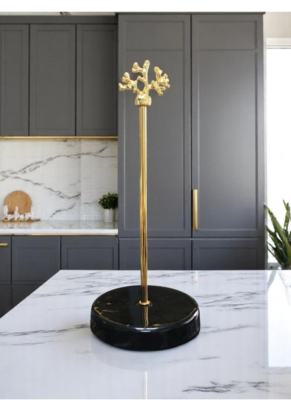 Şık Siyah Seramik Rulo Peçetelik Mutfak Aksesuarı