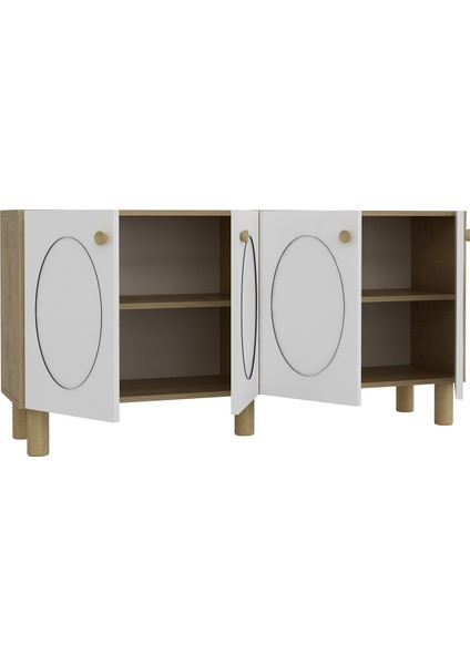 KA1502SB-NEF Bohem Konsol,tv Sehpası, Çok Amaçlı Dolap, Kahve Köşesi 150CM Safirmeşe-Beyaz modelleri