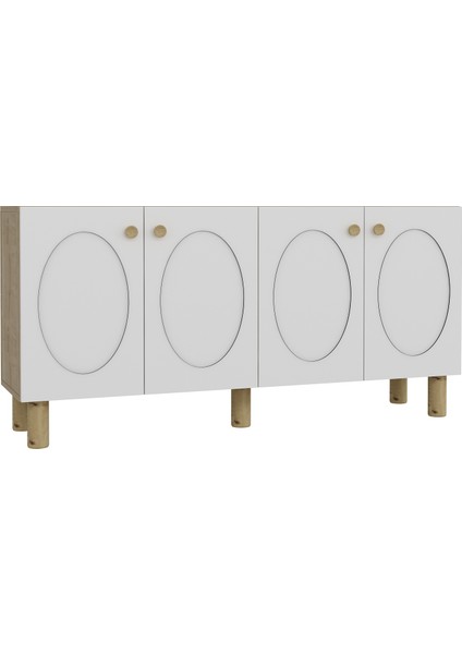 KA1502SB-NEF Bohem Konsol,tv Sehpası, Çok Amaçlı Dolap, Kahve Köşesi 150CM Safirmeşe-Beyaz fırsatları