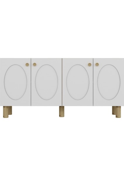 KA1502SB-NEF Bohem Konsol,tv Sehpası, Çok Amaçlı Dolap, Kahve Köşesi 150CM Safirmeşe-Beyaz