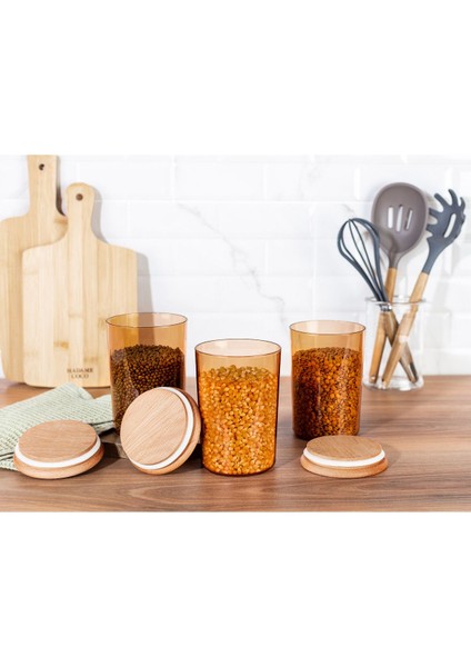 Ahşap Kapaklı, 900ML Saklama Kabı Seti, 3'lü, Şık ve Kullanışlı Mutfak Aksesuarı fiyatları
