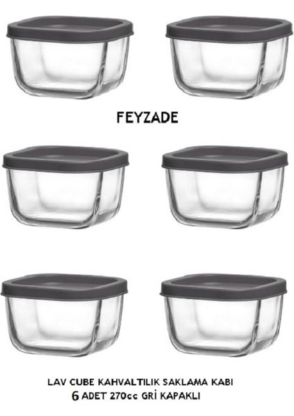 6'lı Gri Kahvaltılık Saklama Kabı Seti, 270CC, Pratik ve Şık Tasarım