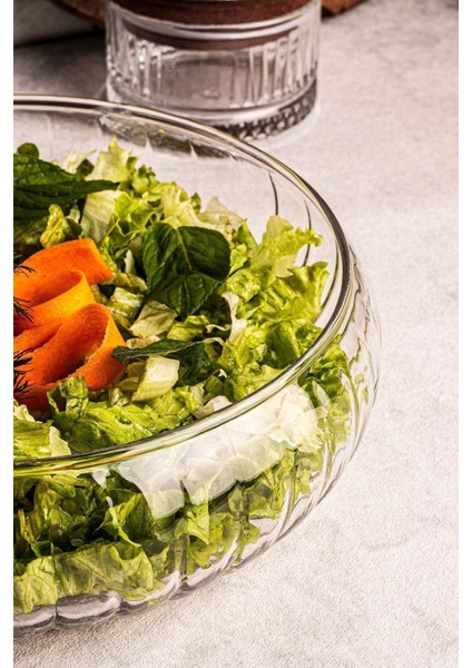 Büyük Boy Şeffaf Cam Salata Sunum Kasesi, Şık ve Kullanışlı Tasarım