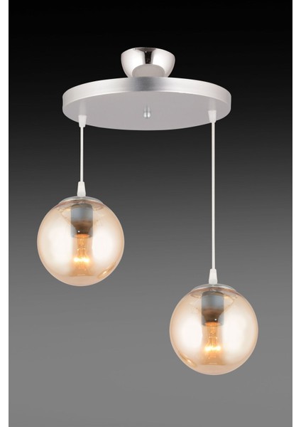 Krom Sarkıt Tepsi Çiftli Bal Glop Camlı Şık Avize fiyatları