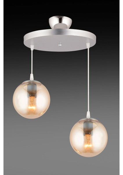 Krom Sarkıt Tepsi Çiftli Bal Glop Camlı Şık Avize modelleri