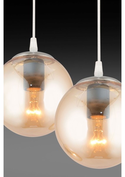 Krom Sarkıt Tepsi Çiftli Bal Glop Camlı Şık Avize indirimleri