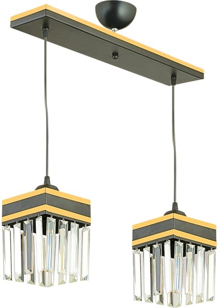 2'li Siyah Sarkıt Kristal Taşlı Kare Avize, Şık ve Modern Tasarım modelleri