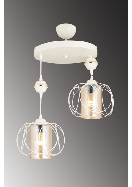 Beyaz Modern Iki Adet Aşağı Bakan Sarkıt Avize, Şık ve Zarif Aydınlatma Seçeneği