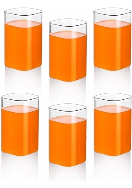 6'lı Dikdörtgen Borosilikat Isıya Dayanıklı Bardağı, Şık ve Kullanışlı Set