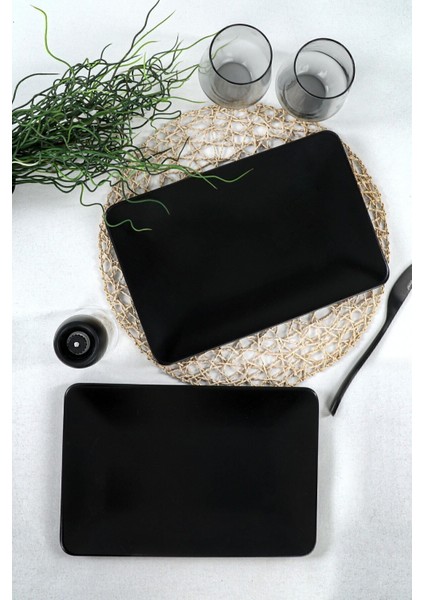 Mat Siyah Siera Kayık Tabak 31X21 Cm, 2'li Paket fiyatları