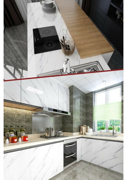 Mermer Desenli Yapışkanlı Mutfak Tezgah Folyo, 1 Metre, Şık ve Dayanıklı Kullanım modelleri