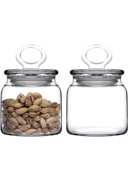 2'li Beyaz Cam Kapaklı Küçük Kavanoz Seti, 575CC, Şık ve Kullanışlı Ev Dekoru Ürünü