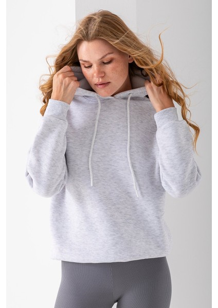 Kadın Kapüşonlu Basic 3ip Sweatshirt Gri - 2604 indirimleri