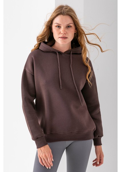 Kadın Kapüşonlu Basic 3ip Sweatshirt Kahverengi - 2604 fiyatları