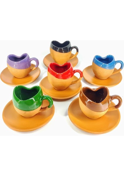 Renkli Kalpli Fincan Takımı, Şık ve Sevimli Kahve Seti