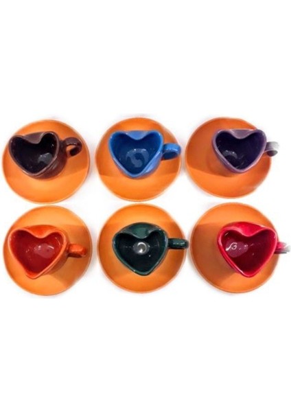 Renkli Kalpli Fincan Takımı, Şık ve Sevimli Kahve Seti modelleri