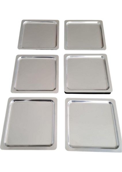 Altı Parça Paslanmaz Çelik Kare Servis Tepsisi, Dekoratif ve Şık Sunum Aracı modelleri