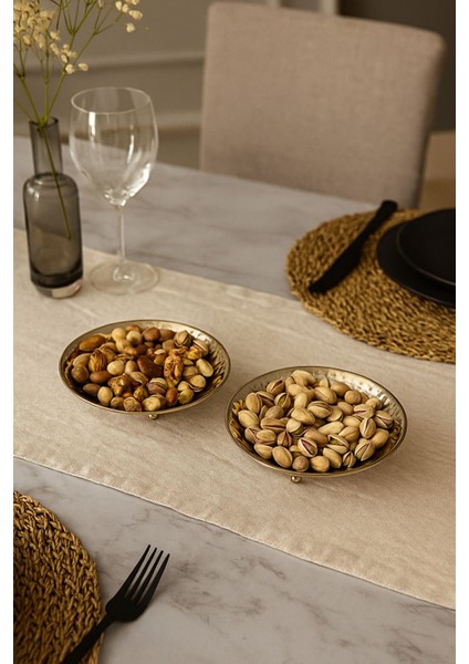 Beyaz Bakır Çerezlik ve Meze Sunumluk, 11.5 Cm, 2'li Set