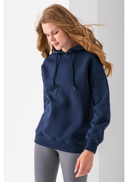 Kadın Kapüşonlu Basic 3ip Sweatshirt Lacivert - 2604 fiyatları