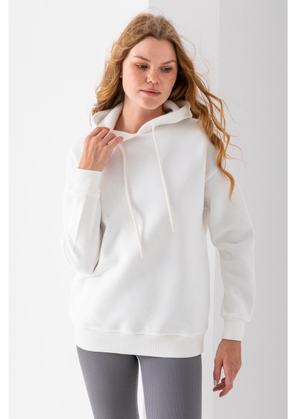 Kadın Kapüşonlu Basic 3ip Sweatshirt Beyaz - 2604 fırsatları