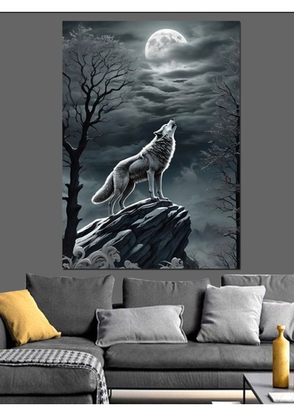 Renkli Kurt Temalı Kanvas ve Mdf Ahşap Tablo, Şık Dekorasyon Parçası