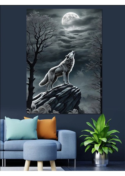 Renkli Kurt Temalı Kanvas ve Mdf Ahşap Tablo, Şık Dekorasyon Parçası modelleri