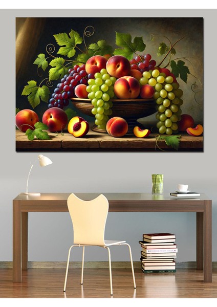 Renkli Meyve ve Sebze Desenli Kanvas ve Ahşap Tablo Dekoru fiyatları