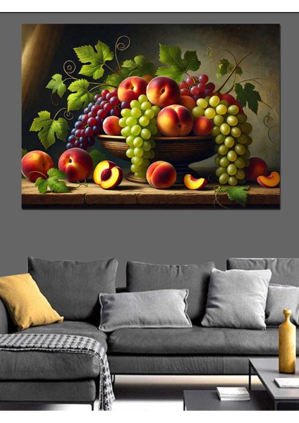 Renkli Meyve ve Sebze Desenli Kanvas ve Ahşap Tablo Dekoru modelleri