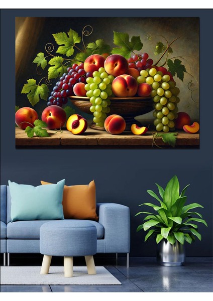 Renkli Meyve ve Sebze Desenli Kanvas ve Ahşap Tablo Dekoru indirimleri