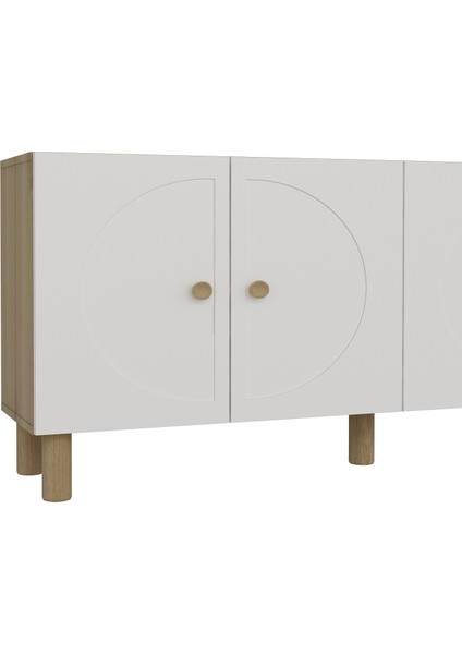 KA1503DB-EGE Bohem Konsol,tv Sehpası,çok Amaçlı Dolap,kahve Köşesi 150CM Safirmeşe-Beyaz