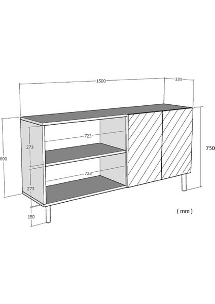 KA1503DB-EGE Bohem Konsol,tv Sehpası,çok Amaçlı Dolap,kahve Köşesi 150CM Safirmeşe-Beyaz