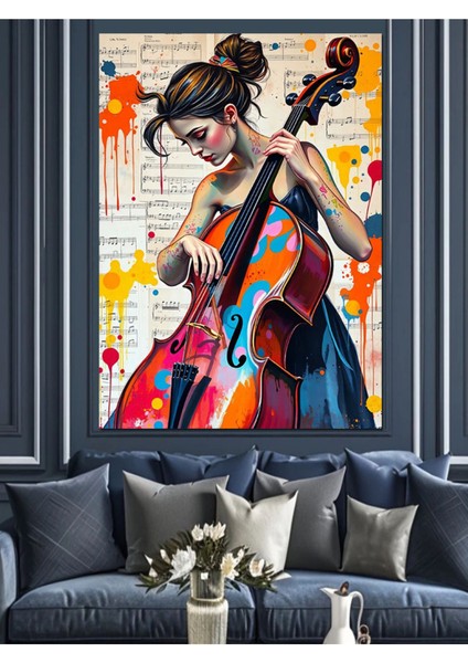 Renkli Kadın Figürlü Dekoratif Kanvas ve Ahşap Tablo, Şık ve Modern Tasarım indirimleri