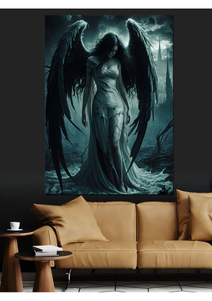 Renkli Kanatlı Melek Dekoratif Kanvas ve Ahşap Tablo, Şık ve Zarif Tasarım fiyatları