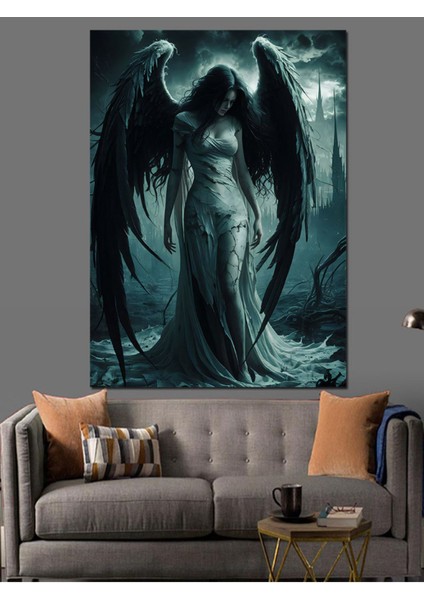 Renkli Kanatlı Melek Dekoratif Kanvas ve Ahşap Tablo, Şık ve Zarif Tasarım indirimleri