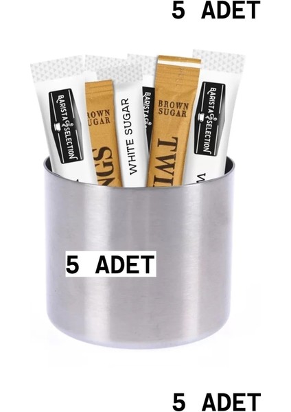Paslanmaz Çelik Şekerlik, 5'li Set, Kafe ve Restoran Için Zarif Tasarım