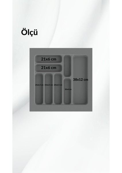 Gri Renk Çekmece Içi Kaşıklık ve Kepçelik, 49X49 Cm, 43X40 Cm'e Kadar Kesilebilir modelleri