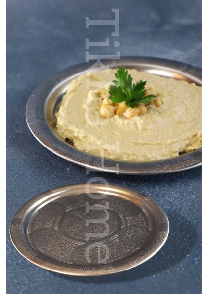 Motifli Desenli Paslanmaz Çelik Sunum Tabağı Seti, 18 Cm, 3'lü