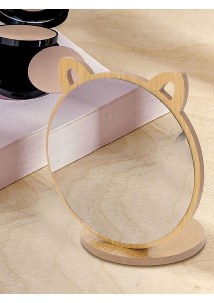 Küçük Ahşap Makyaj Aynası, Standlı, Masa Üstü, 19CM, Şık ve Pratik Tasarım fiyatları