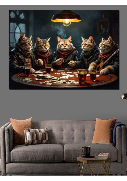 Çok Renkli Poker Oynayan Kediler Dekoratif Tablo, Şık ve Eğlenceli Duvar Süsünüz indirimleri