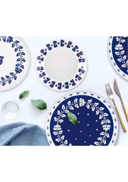 Mavi Beyaz Çiçek Desenli 6'lı 20 cm Seramik Yemek Tabağı Seti fırsatları
