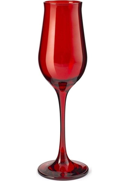 Kırmızı Wavy Şampanya Kadehi 190CC 6'lı Set